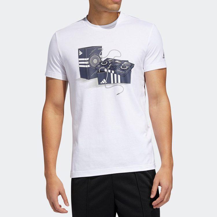 Adidas T Shirts Men's White Crew Neck Moderate Straight Fit FT2823