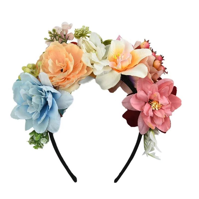 

Модная женская повязка на голову с цветами для невесты в мексиканском стиле, повязка на голову с цветком розы, женская сладкая пляжная повязка для волос, головной убор one size светло-зеленый