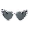 Heart Shape Large Frame with Pearl Sunglasses Women Men Fashion Sun Glasses Shades Vintage Retro UV400 Eyewear for Female