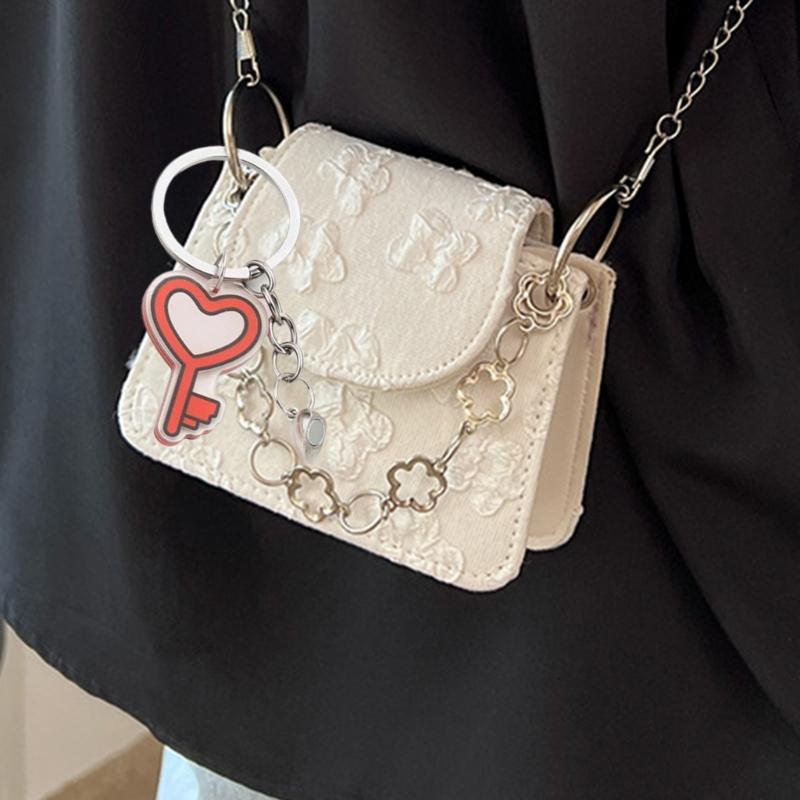 1 Pair Stylish Acrylic Magnetic Heart Pendant Keychain Couple Accessories Lightweight Keyring Valentines Day Gift