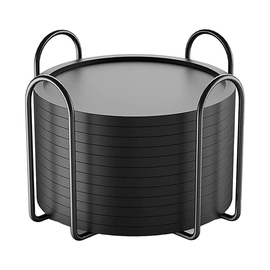 12 Pcs Silicone Coasters Round Beverage Coaster Set with Holder Drinking Coasters Bar Restaurant Coaster Heat-resistant Cup Mats