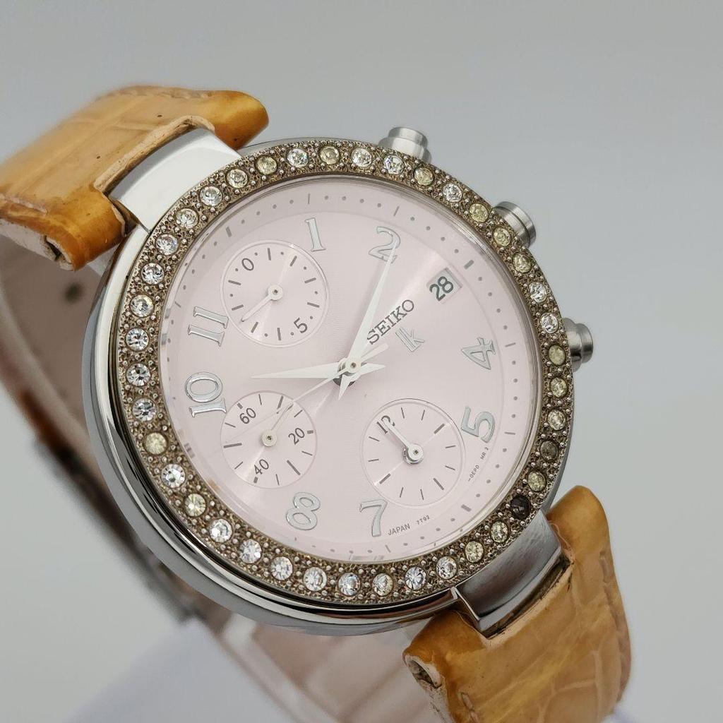 [USED] Seiko Lukia Date White Chronograph 7T92 Waterproof Steel Watch in Good Working Condition