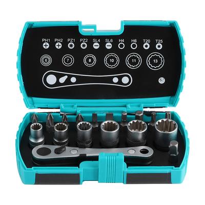 18 In 1 Mini 14in Ratchet Wrench Screwdriver Bit Set Multifunction Car Repair Tool