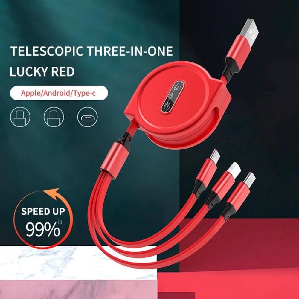3 In 1 Charging Cable Retractable USB Charge 2.4A Fast Charging For XiaoMi HuaWei Samsung Portable Charging Cable Micro Type-C