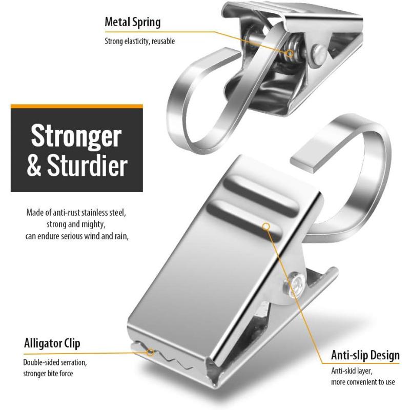 10 20Pcs Stainless Steel Curtain Clips With Hook Sturdy Durable Window Curtain Hook Clips Home Window Decor Accessories