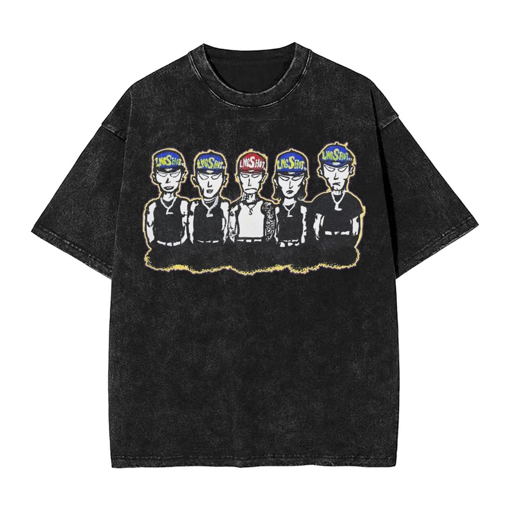 Lngshots Jay Park 4Shoville T-Shirts Hip Hop Gewaschen Kurzarm Harajuku T-Shirt Vintage für Männer Frauen Oberteile Streetwear T-Shirts