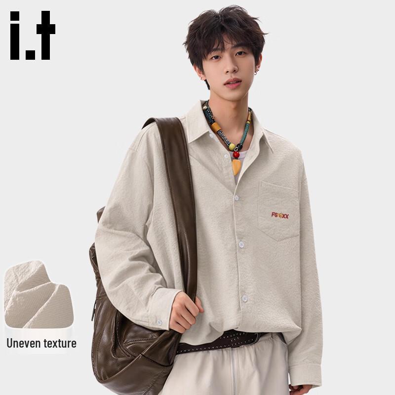 Fingercroxx Men's Textured Long-Sleeve Casual Shirt