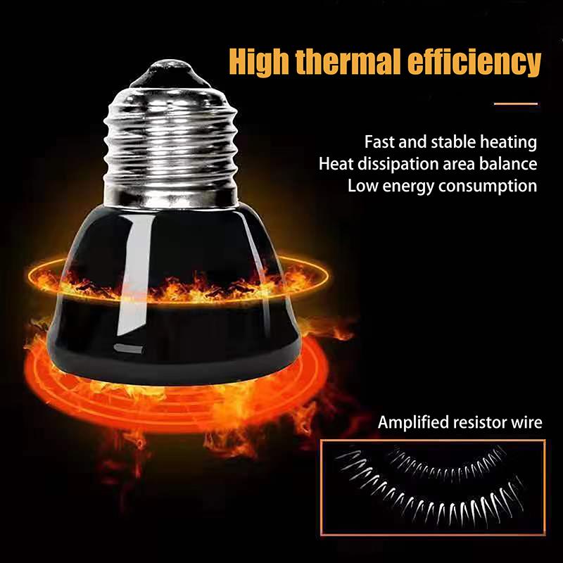 1 buc 220-240V Lampă de încălzire cu infraroșu îndepărtat Ceramică neagră E27 Bec încălzitor pentru animale de companie Incubator Pui Broască țestoasă Șopârlă Reptilă Lumină 20-80W