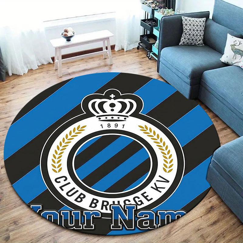 Club Brugge KV Custom Name Round Area Rug,Carpet Rug for Living Room Bedroom Sofa Playroom Decor,Non-slip Floor Mat
