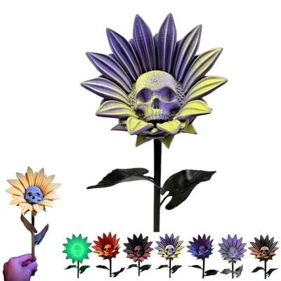 Den Forbudte Solsikke Skulptur Gotisk Kraniet Blomst Dekoration 3D Printet Makaber Kunst Halloween Pynt til Gyser Hjemmefest Dekoration