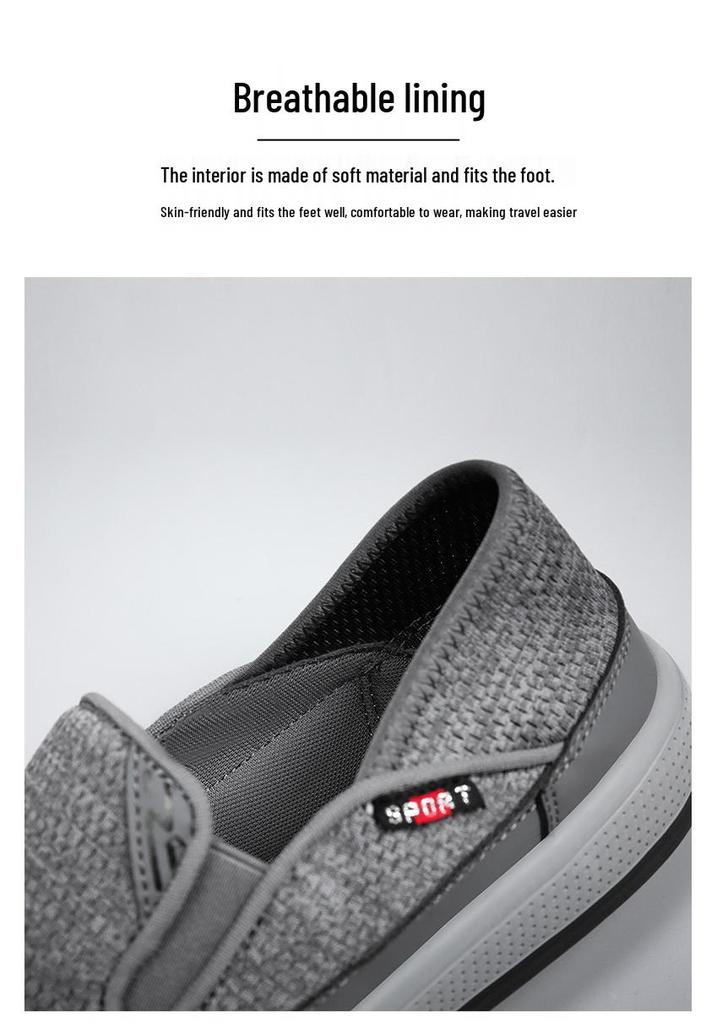 Men's Summer Slip-On Breathable Mesh Shoes - Old Beijing Cloth, Odor-Free, Casual Style
