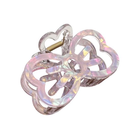 

Hair Claw Hollow Bow Shape Colorful Transparent Texture Stable Grip Shark Clip Bun Half-Tied Hair Accessories фиолетовый