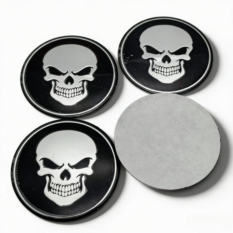 4 stuks 45MM 56MM Schedel Logo Embleem Auto Stickers Accessoires voor Auto Wielnaafdopjes Naafdop Velg Wielnaafdopjes Stofkap Badge Vervangen