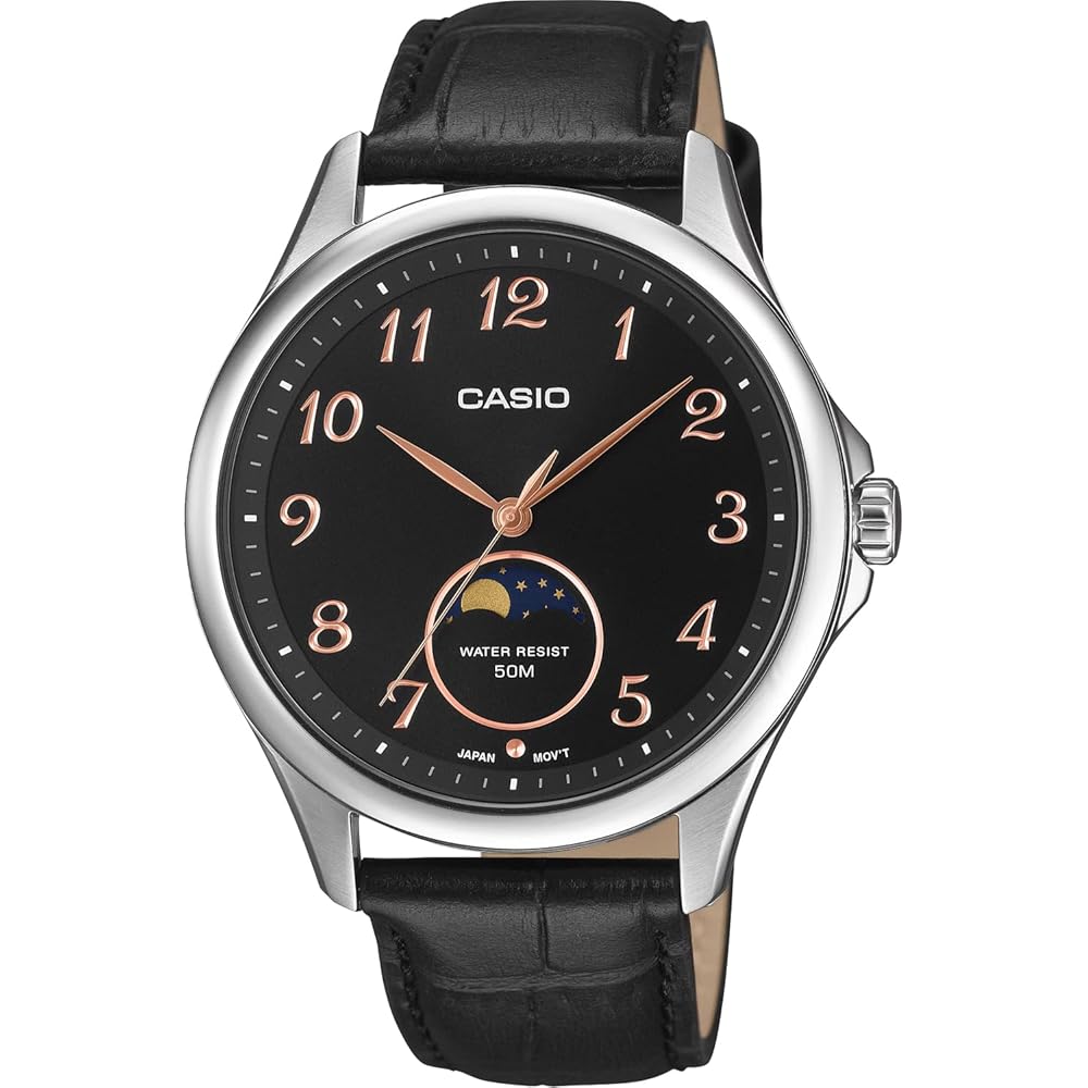 [Casio] CASIO Standard Moon Phase Moon Phase Analog Men s Watch MTP-M110L-1AV Round Face Black Le...