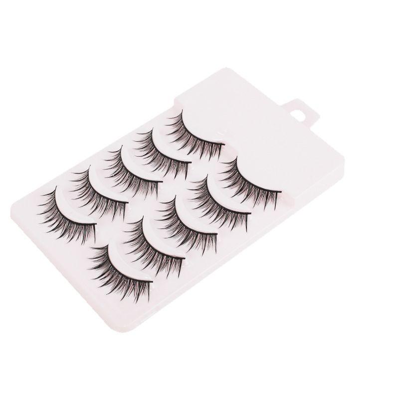 Five-Pair Set of Thick, Curly, 3D Fox-Eye Cat-Eye False Eyelashes