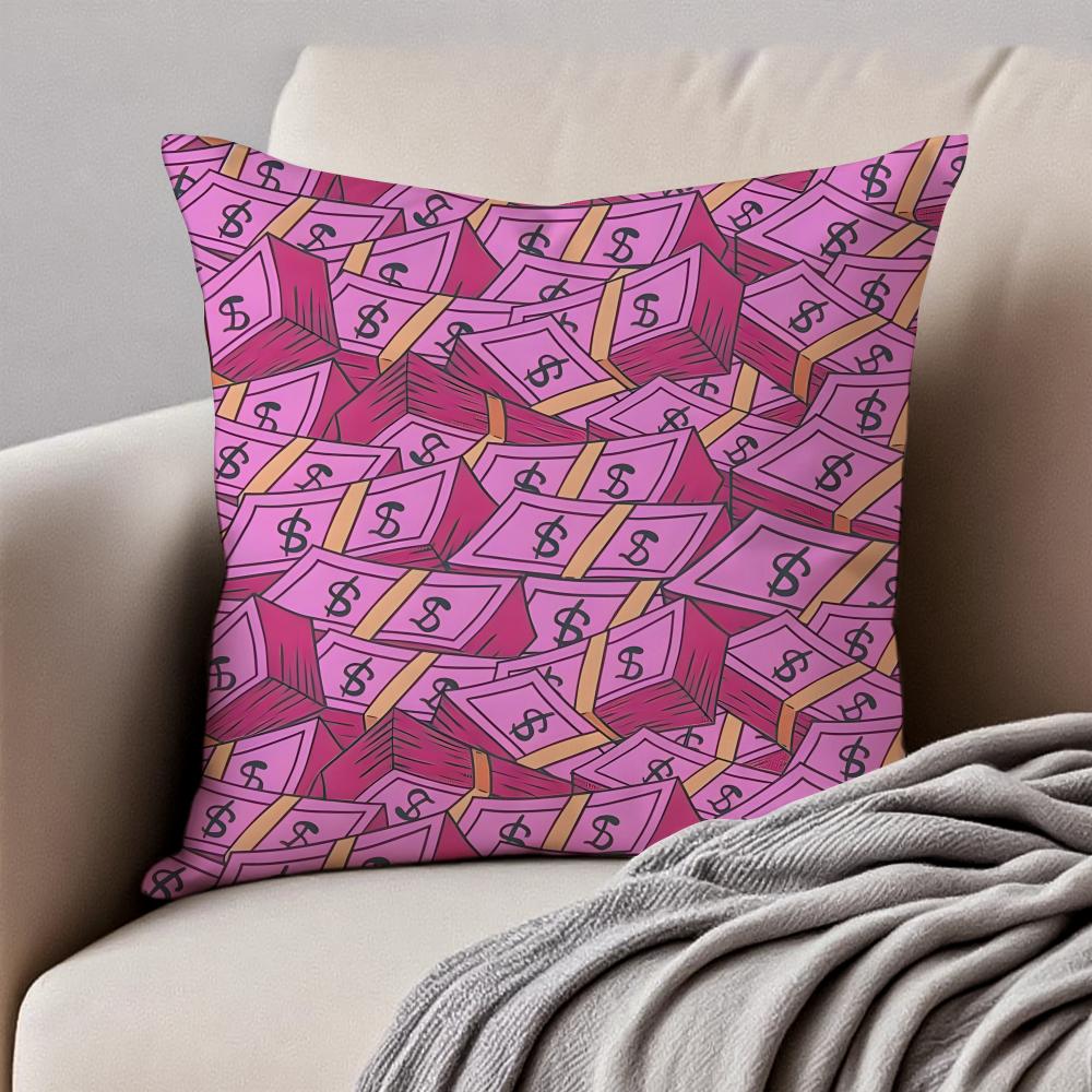 Nice Good DDollars Moneys Cushion Cover Pillowcase Antidustmite Invisible Zipper Short Plush Sofa Cushion