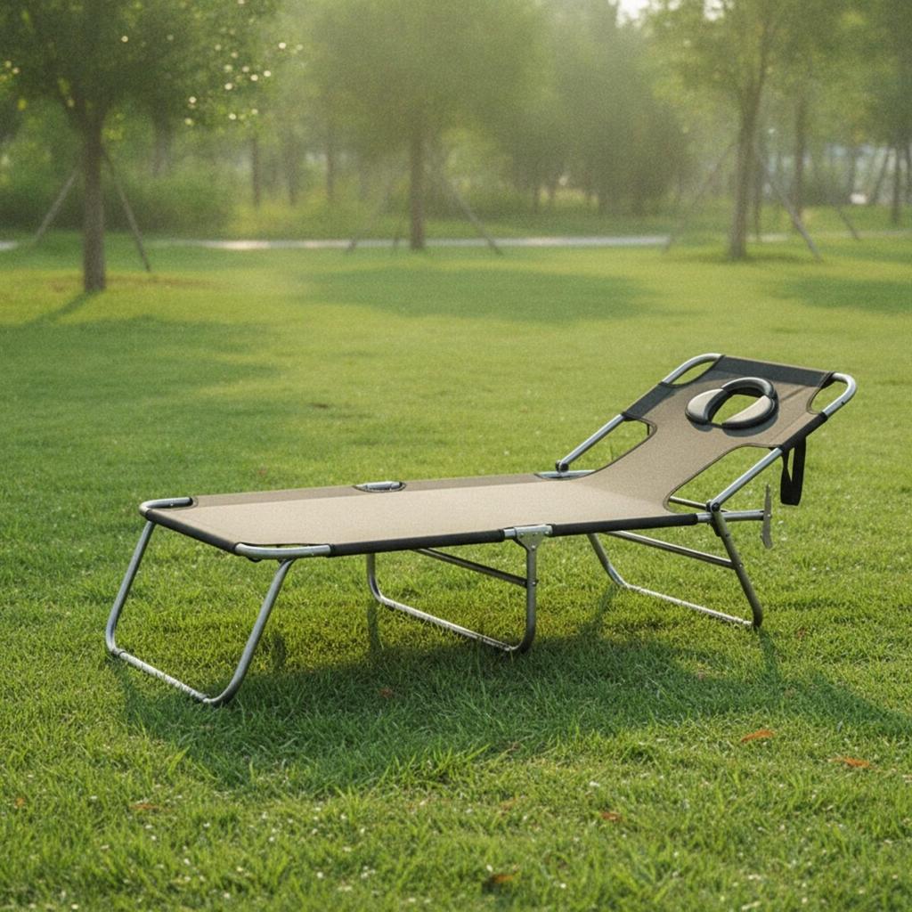 Comfortable Folding Sunbathing Lounger | Adjustable FourPosition Backrest, Outdoor with