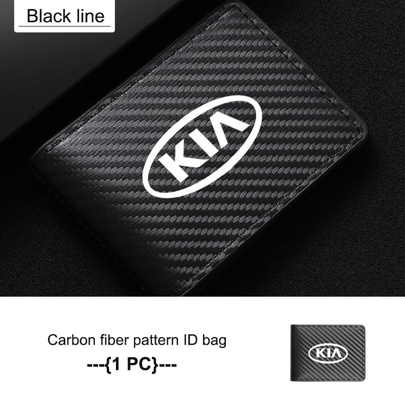 UJWG9 Carbon Fiber Credit Card Protector Holder Leather Driver License Cover Holder For KIA Stinger Optima Cerato Soul Venga Forte