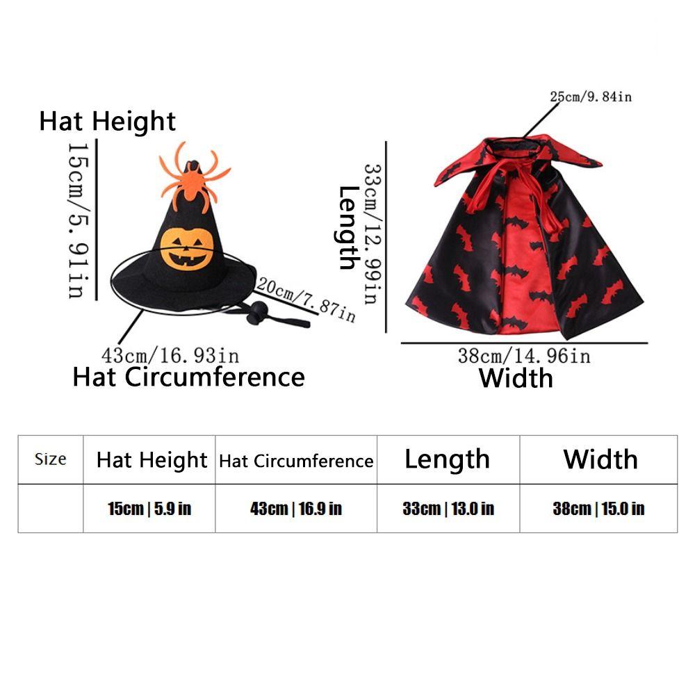 Adjustable Cat Wizard Cape Outfit Dark Style Dog Cat Bat Cape All-Season Wear