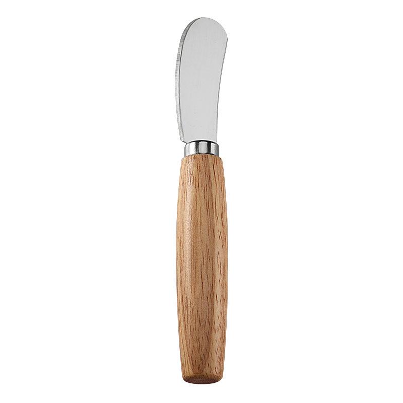 Rubber Wood & Stainless Steel Cheese Knife Set - Western Tableware with Knife, Fork, and Spoon