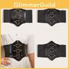 Magnetic Heart Shaped Buckle Waist Belt Elastic Waistband And Leather Synthetic