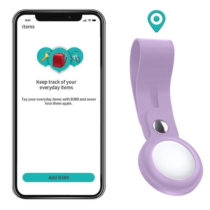 Coque - Phonillico® - Compatible AirTag 2021 - Lot de 2 - Silicone Violet - Boucle Amovible