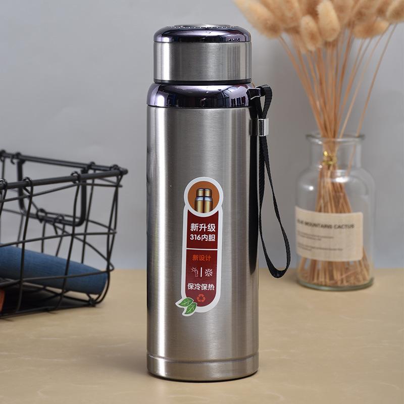 800/1000ml 316 Edelstahl Isolierte Wasserflasche Große Kapazität Sternenmuster Thermobecher Teefilter Outdoor Sportkessel