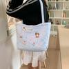 Cute Cotton Embroidery Women's Shoulder Bags Casual Quilted Ladies Large Capacity Tote Shopper Bag Lovely Dog Purse Handbags