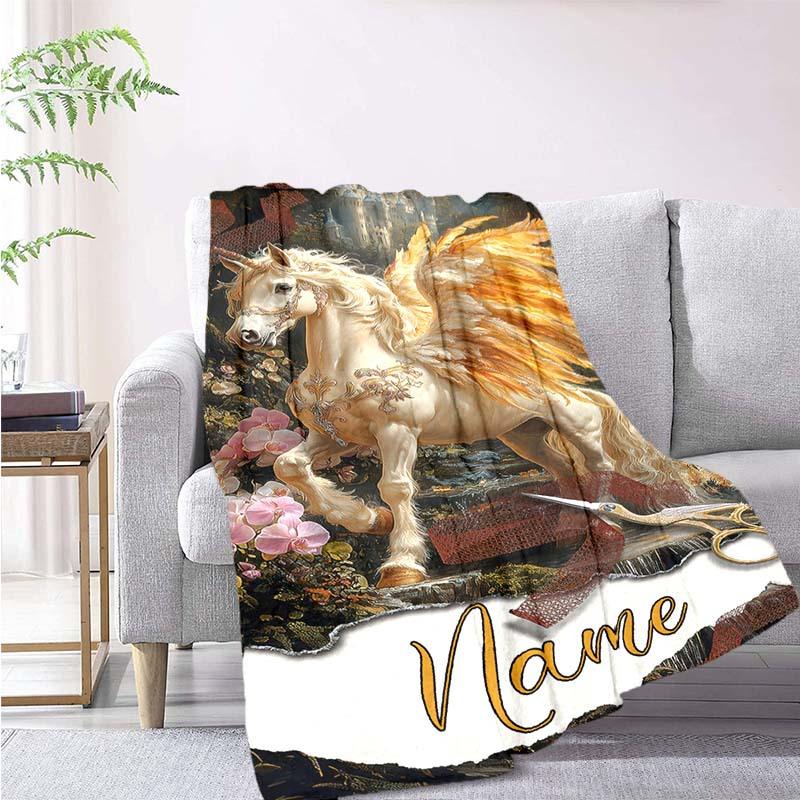 Unicorn Style Customize Your Name Blanket Warm Comfortable And Soft Blankets Are Suitable For Home Lunch Break Blanket Office Sofa Sofa Gift To