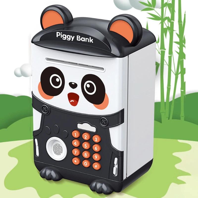 Electric Piggy Bank Kawaii Panda Moneybox Password Fingerprint Banks To Save Cash Coin Toy for Children Birthday Christmas Gifts