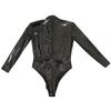 Sexy Men Pu Zipper Open Bust High Cut Bodysuit Tops U Bulge Pouch Sexy Tights Fashion Latex Maid Leotard Stage Dance Wear