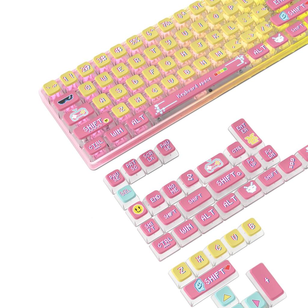 Gaming Keycaps, PBT Translucent, Dye-Sublimation Printing, Thermal Dye-Sublimation, 120 Keys, Full Pixel Compatible, ASA Profile Compatible with