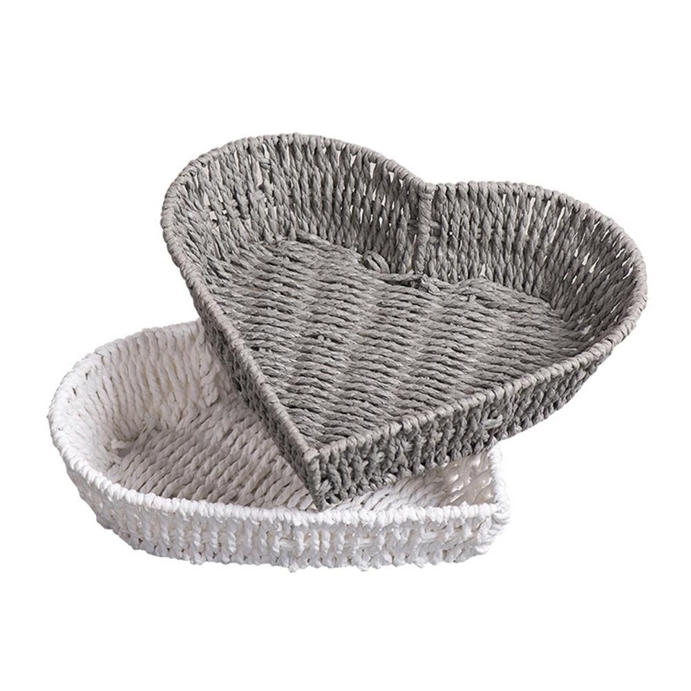2Pcs Multipurpose Fruit Rattan Basket Heart Shaped Vegetable Storage Basket Home Kitchen