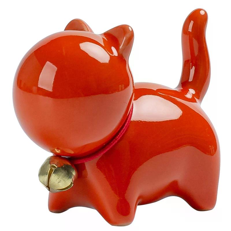 1pc Creative Ceramics Cute Kitten Ornament Animal Micro Landscape Tea Pet Indoor Desktop Ornaments Tea Set Accessories Tea Play