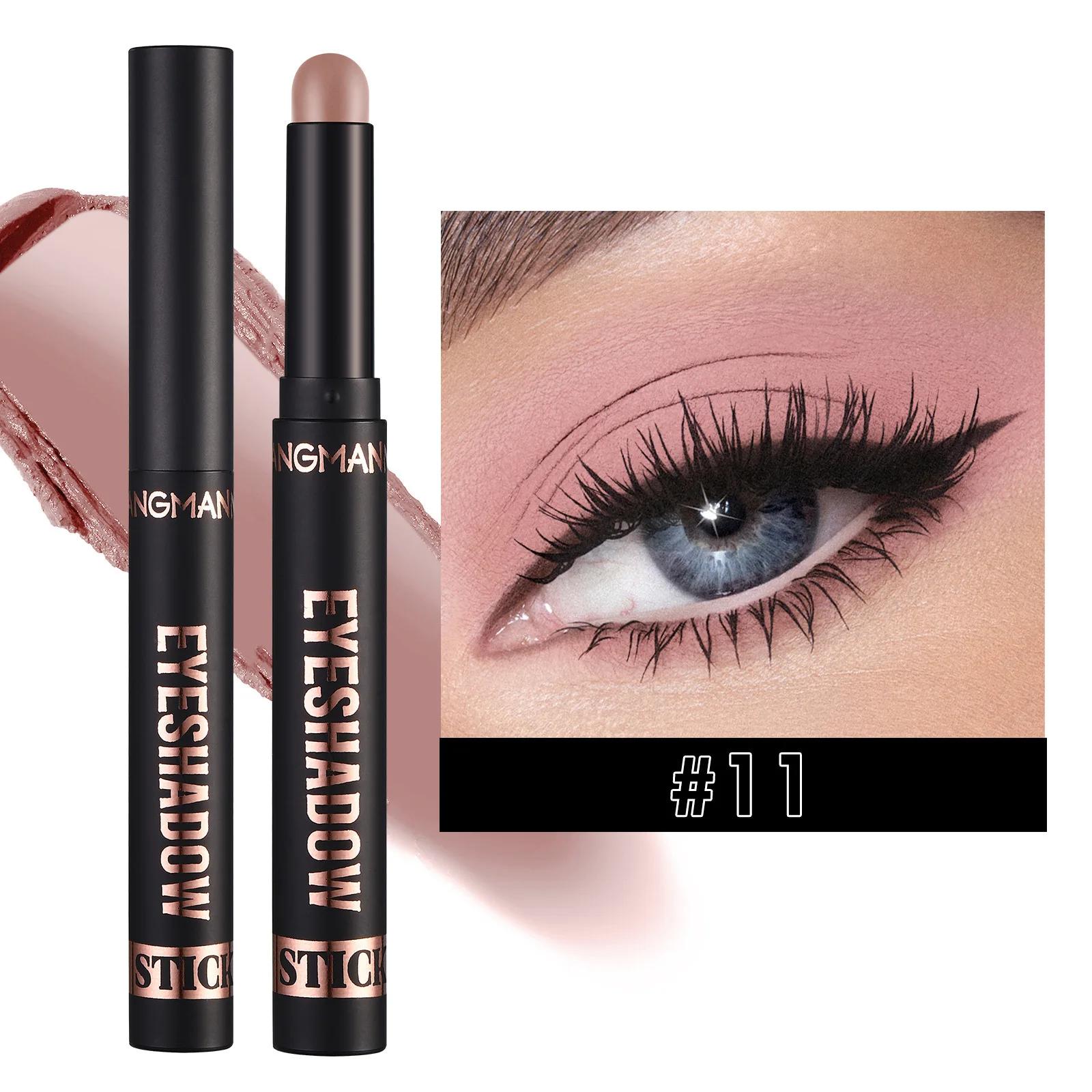 Rookachtig Donkerblauw Oogschaduwpotlood Stick Waterdicht Parelmoer 16 Kleuren Metallic Glitters Oogschaduw Highlighter Pen Make-up Tool