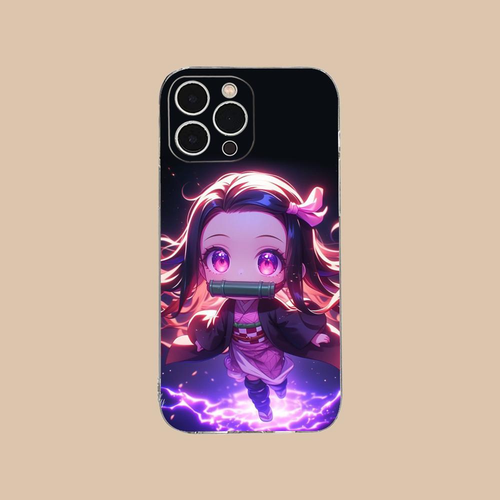 Demon Slayer Anime Nezuko Phone Case for iPhone 16 15 14 13 12 11 X XR XS 8 6 Pro Max Plus Mini Clear Colour Protective Luxury