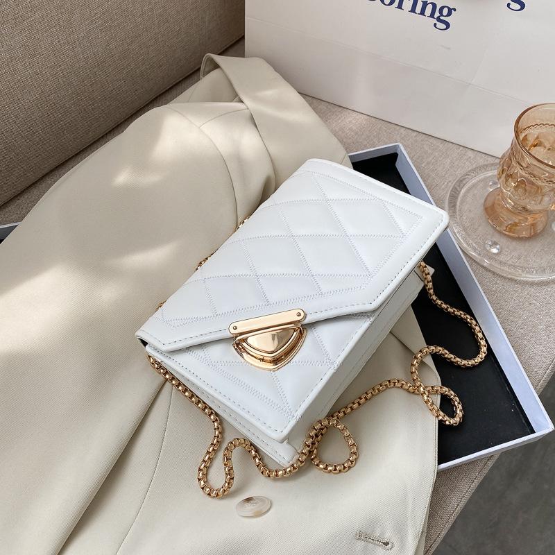 

Summer Small Bag 2020 New Trendy Fashion Rhombus Chain Bag Crossbody Bag Women s Versatile Popular Small Square Bag белый