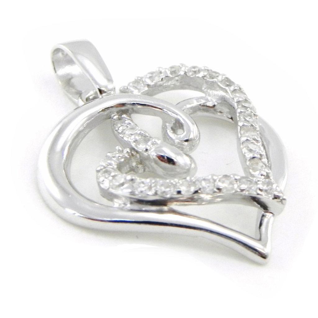 Les Trésors De Lily [I9075] - Pendentif Argent 'Love' blanc argenté (rhodié) - 28x22 mm
