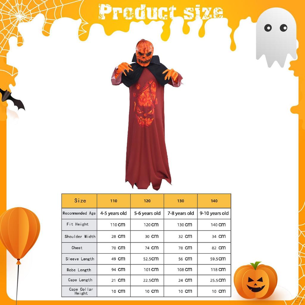 Kids Devil Pumpkin Halloween Costume Gloves for Stage Show Dress up