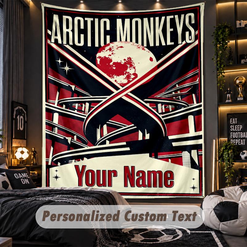 Personalized Wall Tapestry,Arctic Monkeys Custom Printed Name, Fabric Wall Art For Indoor Room Backdrop