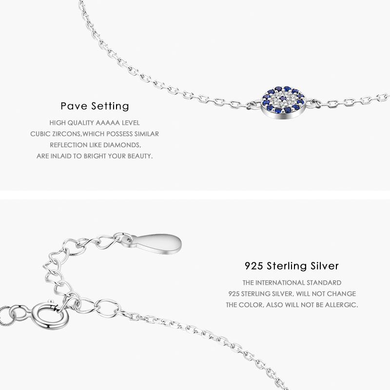 MODIAN 925 Sterling Silver Round Exquisite Lucky Eyes Pave Zirconia Bracelet For Women Adjustable Chain Fine Jewelry Gifts
