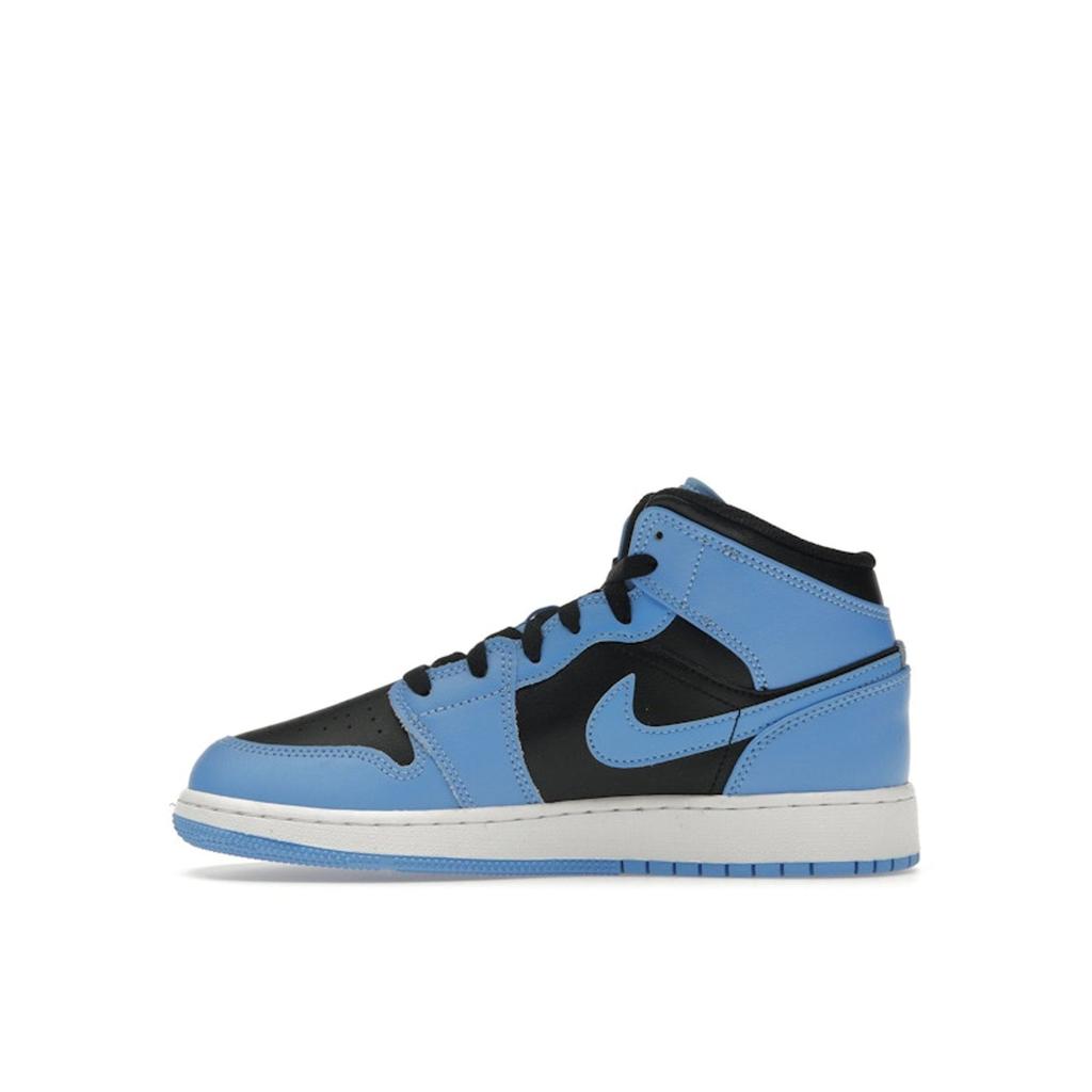 Air Jordan 1 Mid GS University Blue Black Kids Sneakers White DQ8423-401