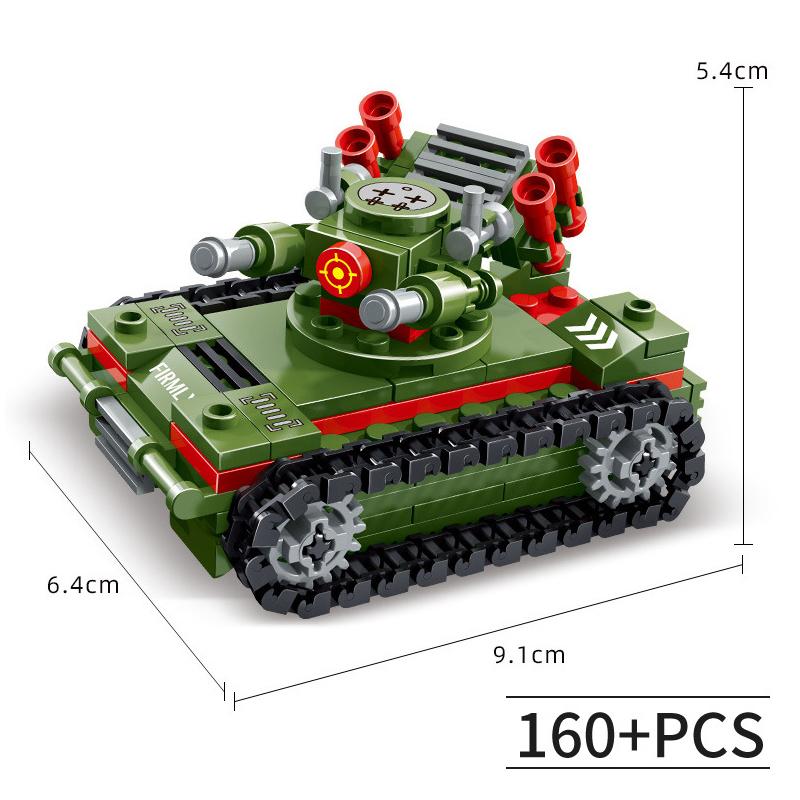 160Pcs Military Tank Building Block Set Army Tanks  Learning Educational Block Bricks Toy for Kids  Children  Adults Gift Present for Military Fans