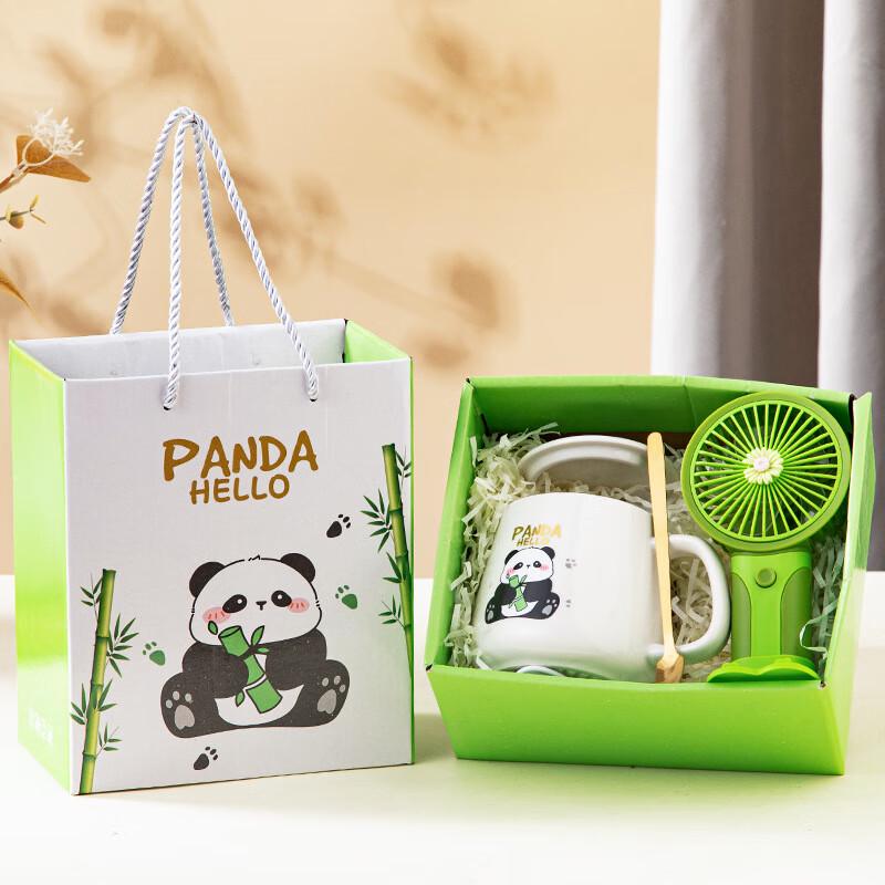 Ceramic Cup with Portable Fan Gift Set Belly Cup + Fan