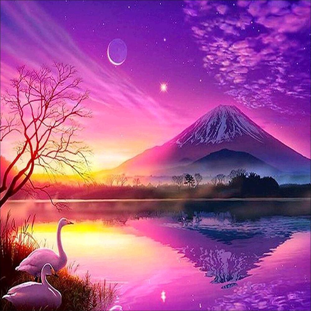 5D Diy Diamond Painting Cup Cross Stitch Sunset Landscape House Animal Penguin Mosaic Diamond Embroidery Home Decoration Gift