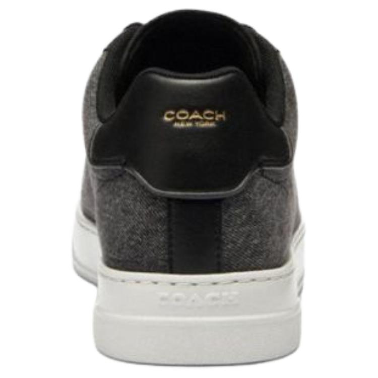 Coach Highline Fabric Synthetic Leather Round Toe Flat Lace-Up Low-Top Sneakers Men Sneakers Black CAR42-A0R