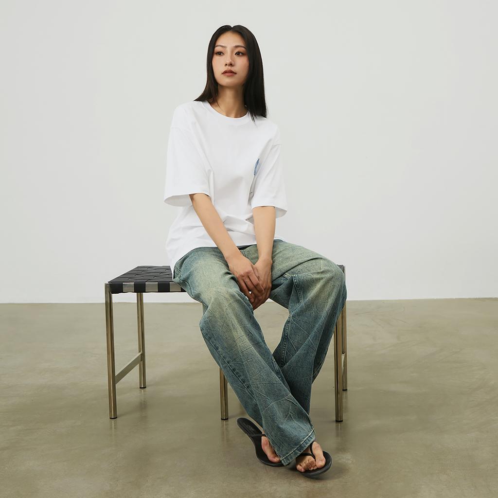 New MLB MONOGRAM Collection New York Yankees T Shirt Unisex Ivory 3ATSM0343-50IVS