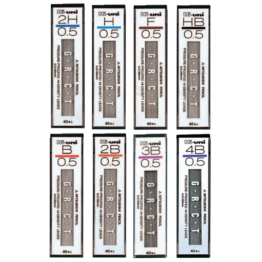 Mitsubishi Pencil Hi-Uni 0.5mm HB Mechanical Pencil Lead Refills (HU05300HB, 10-pack)