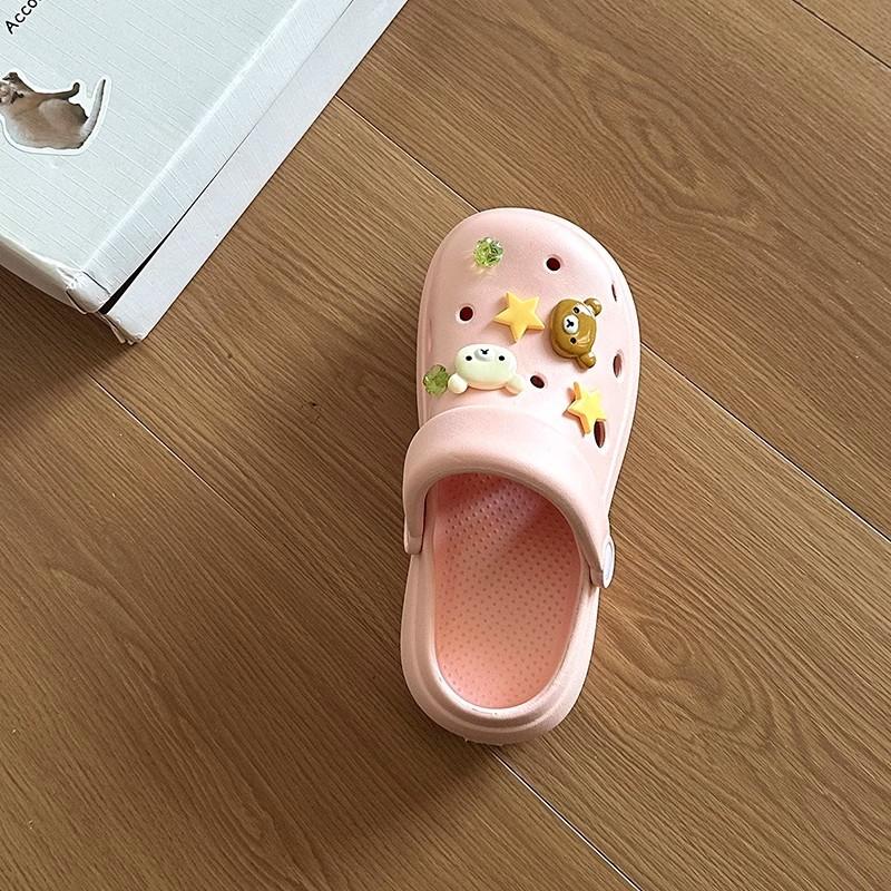 Thick-soled hole shoes women's summer outer wear cartoon cute new heightening non-slip bag head cool slippers