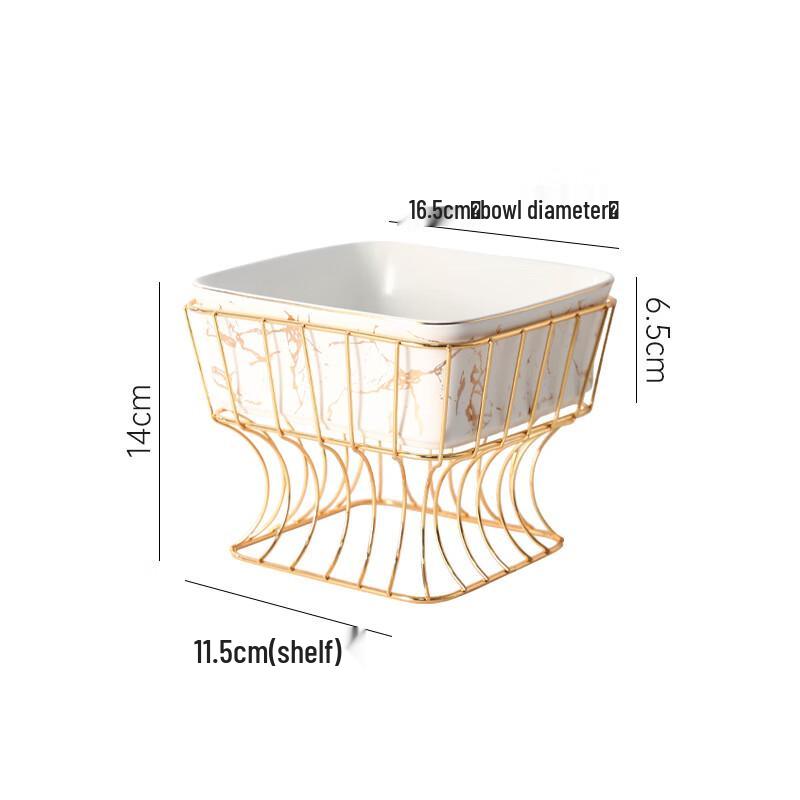 Qianxing Marble Gold Ceramic Square Salad Bowl